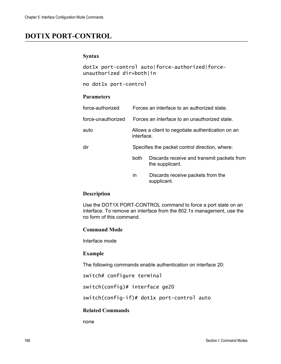 Dot1x port-control | Allied Telesis AT-S100 User Manual | Page 166 / 274