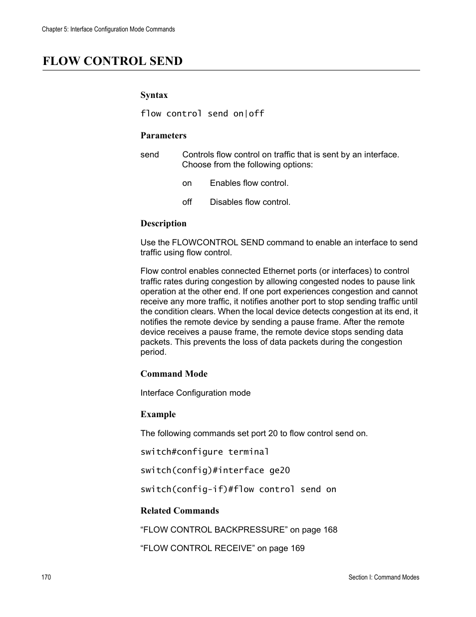 Flow control send | Allied Telesis AT-S100 User Manual | Page 170 / 274