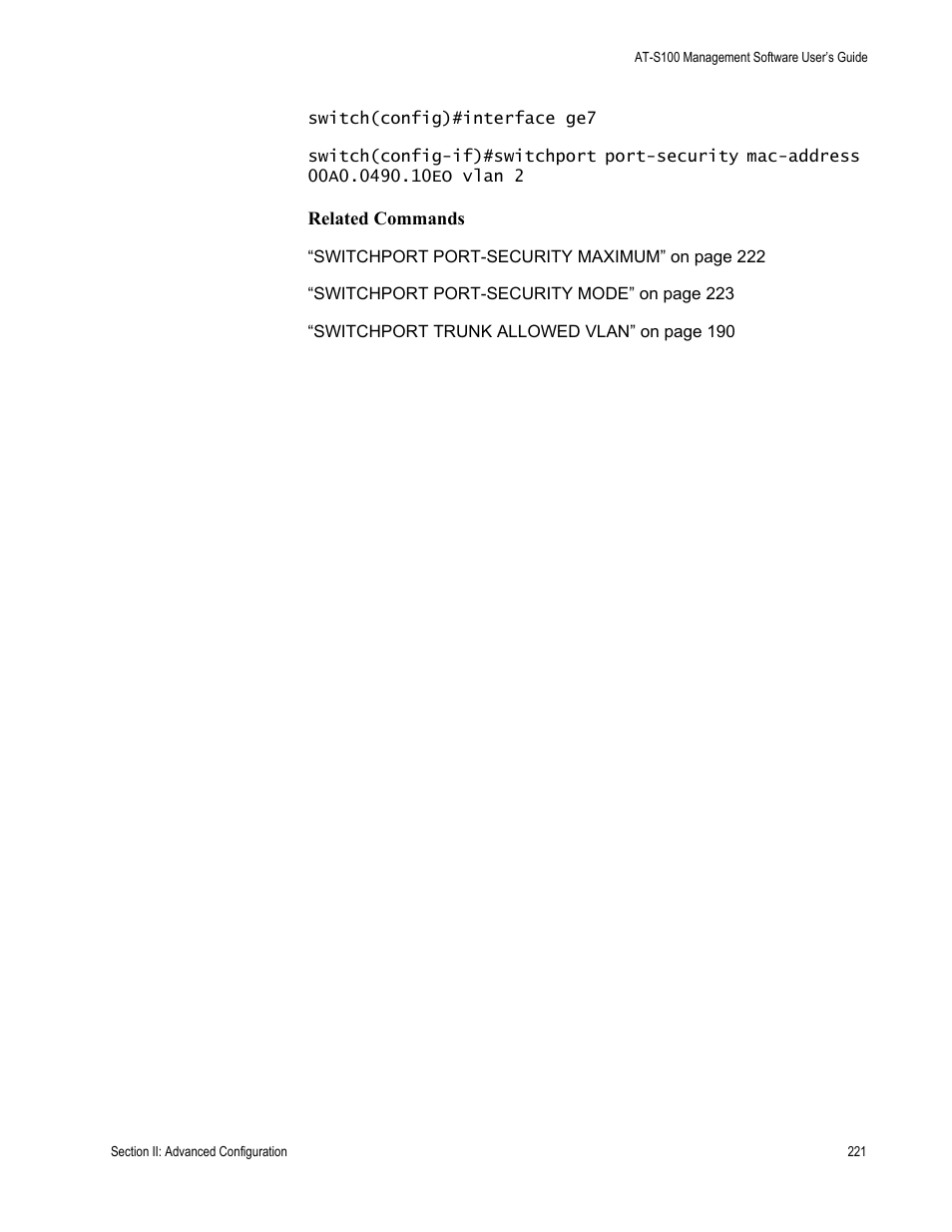 Allied Telesis AT-S100 User Manual | Page 221 / 274