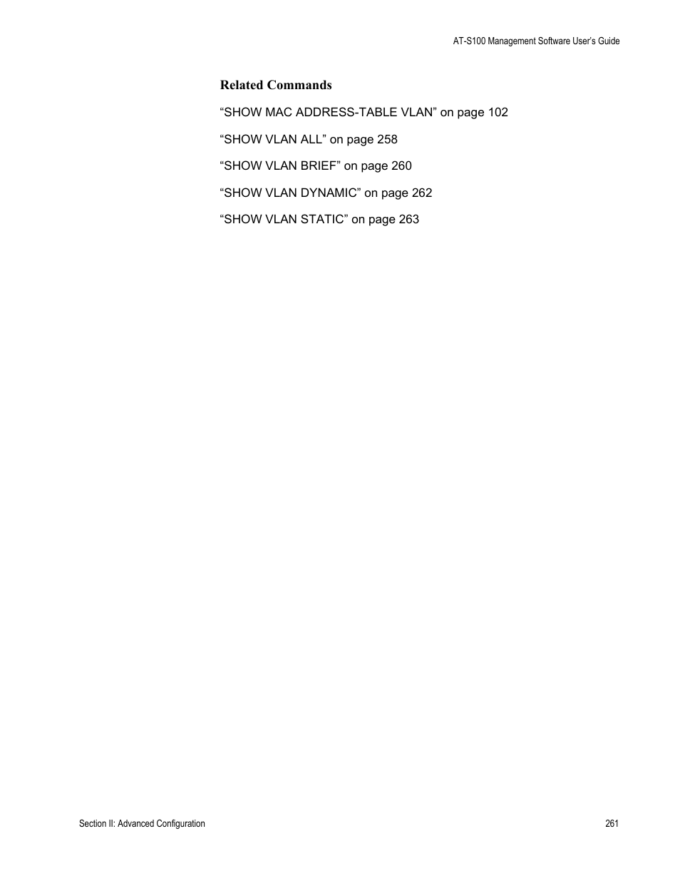 Allied Telesis AT-S100 User Manual | Page 261 / 274