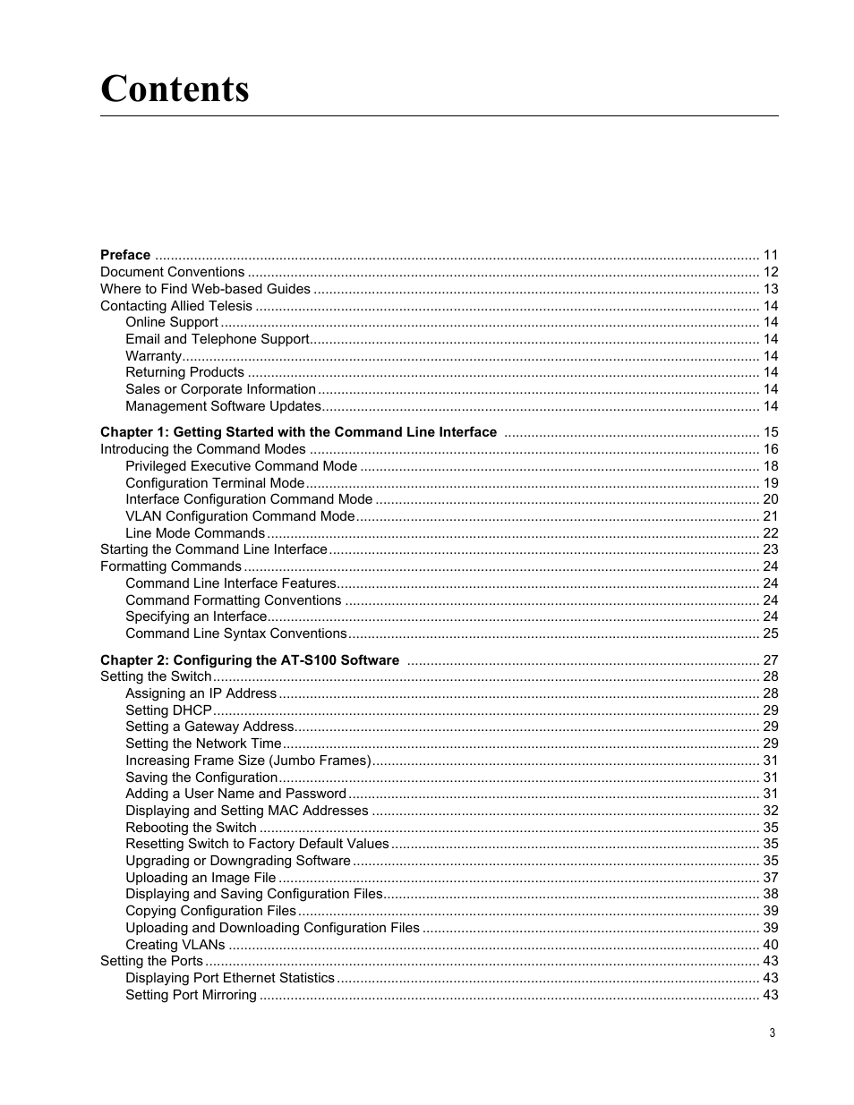 Allied Telesis AT-S100 User Manual | Page 3 / 274