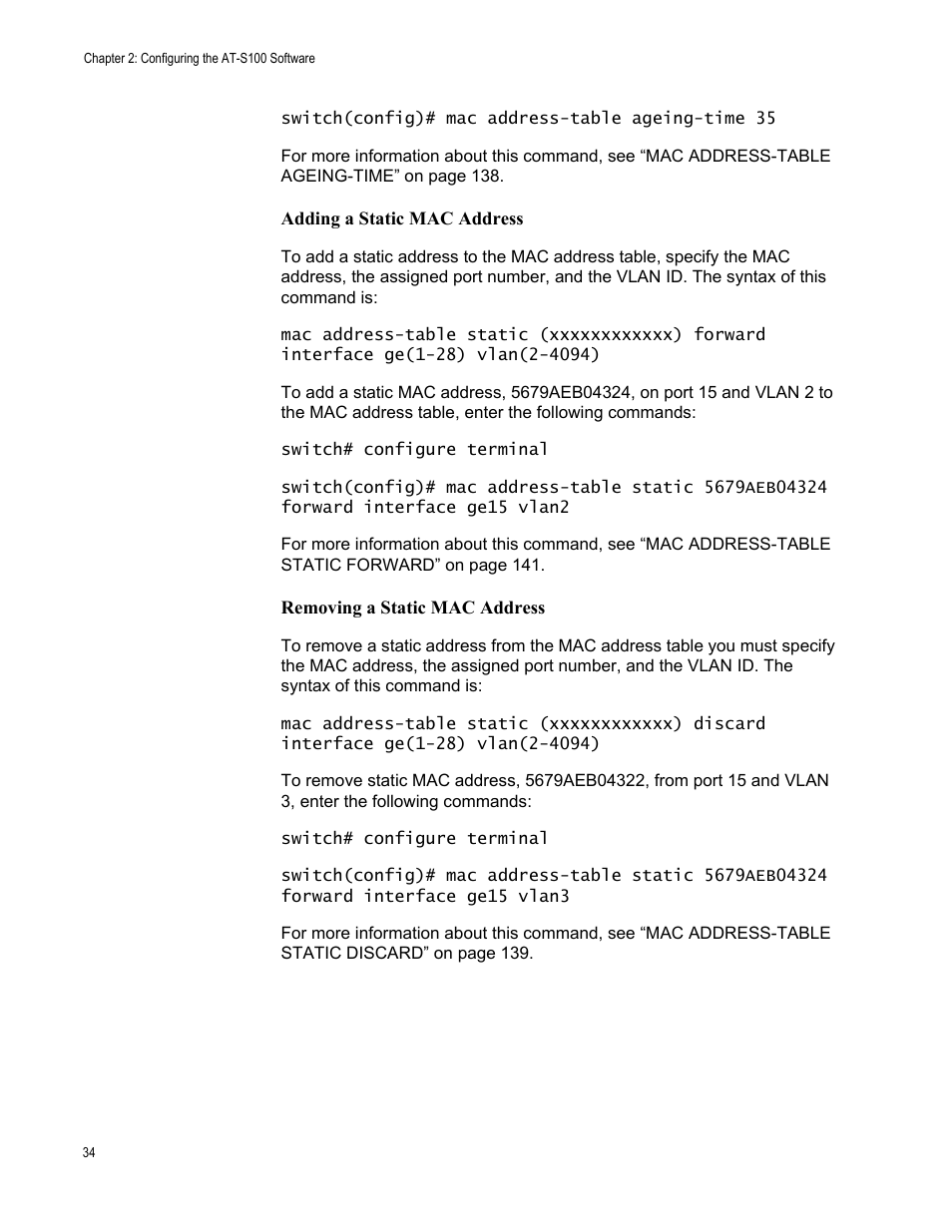 Allied Telesis AT-S100 User Manual | Page 34 / 274