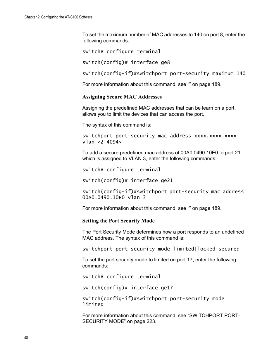 Allied Telesis AT-S100 User Manual | Page 48 / 274