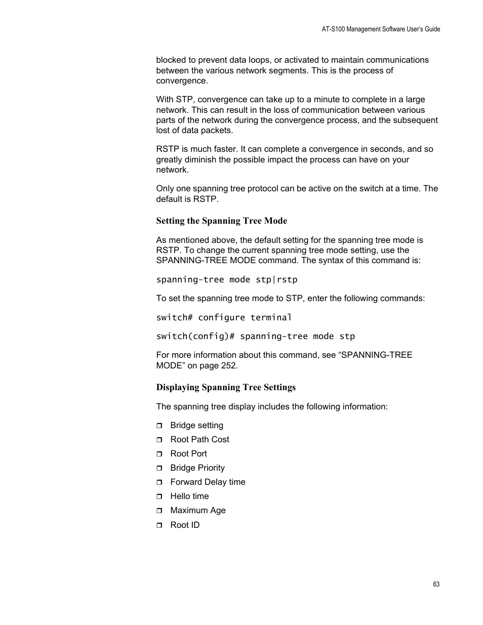 Allied Telesis AT-S100 User Manual | Page 63 / 274