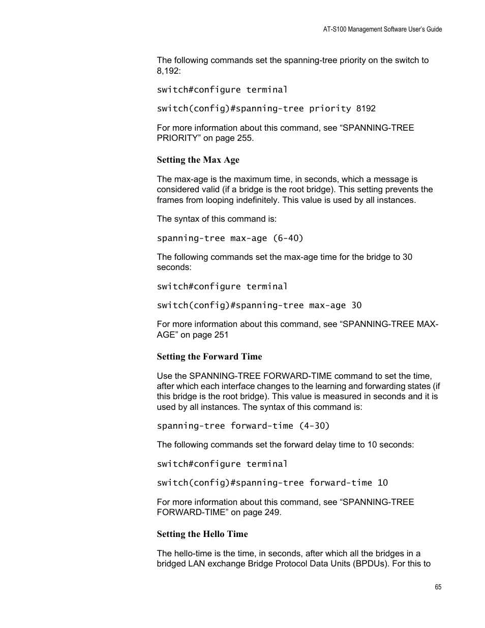 Allied Telesis AT-S100 User Manual | Page 65 / 274