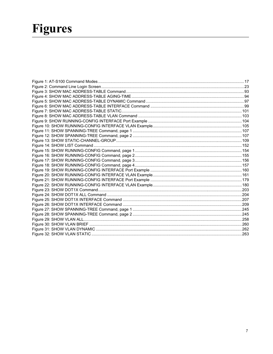 Figures | Allied Telesis AT-S100 User Manual | Page 7 / 274