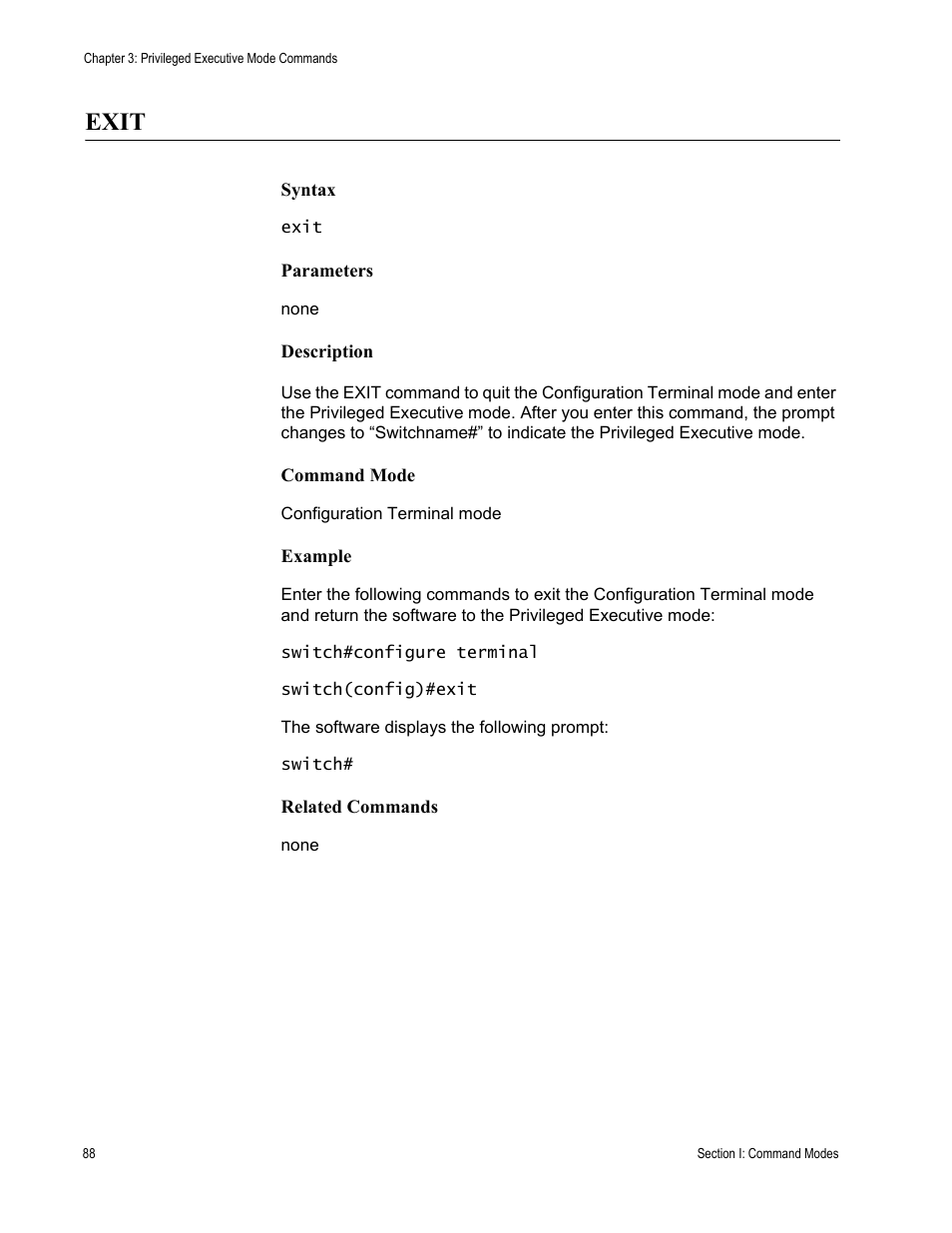 Exit | Allied Telesis AT-S100 User Manual | Page 88 / 274