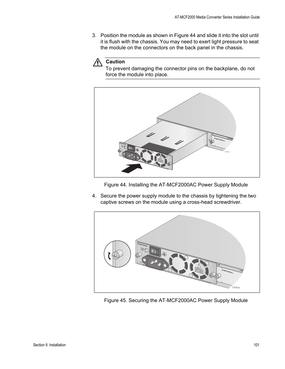 Norm al fault, Psu fan | Allied Telesis AT-MCF2300 User Manual | Page 101 / 190