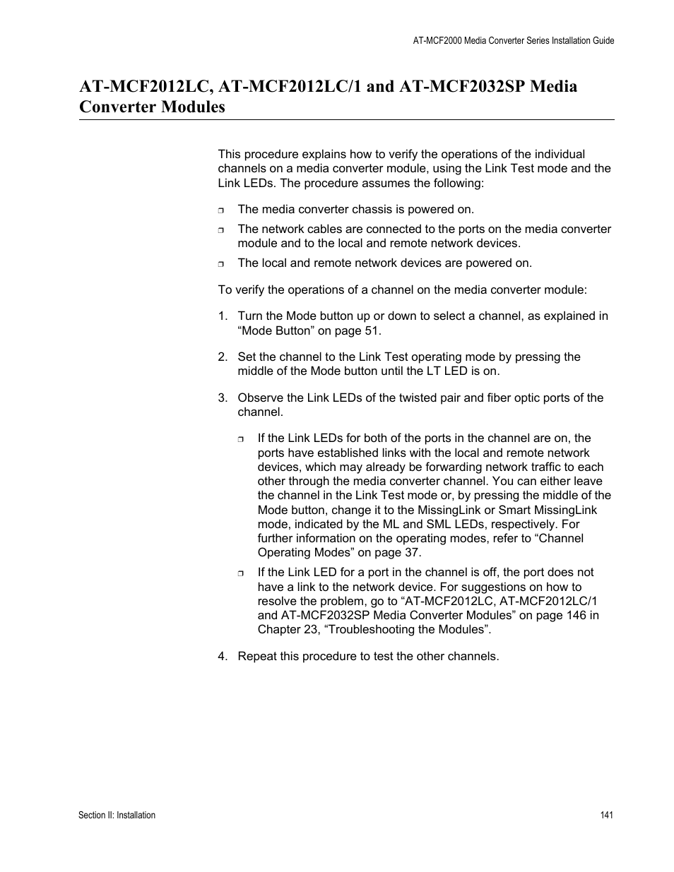 Allied Telesis AT-MCF2300 User Manual | Page 141 / 190