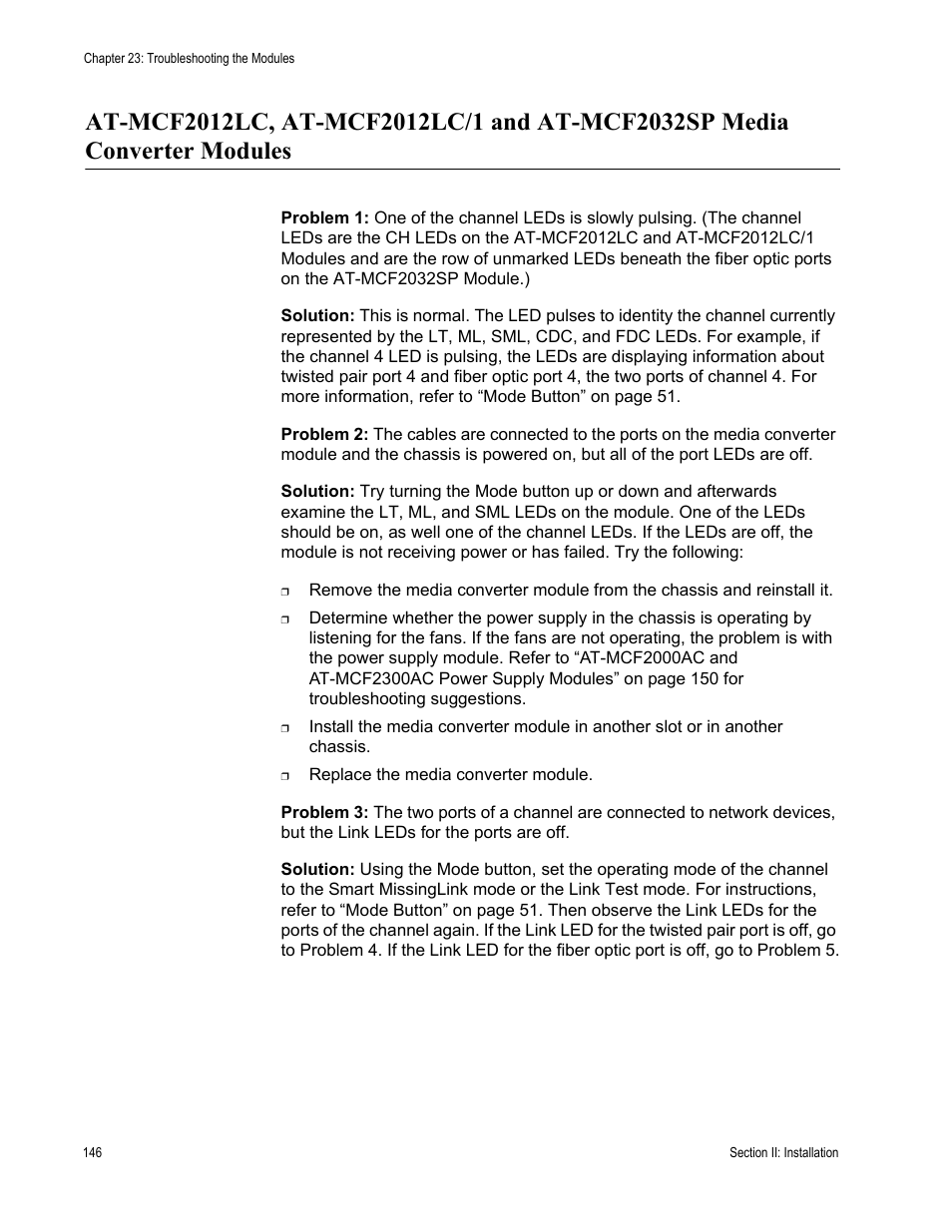 Allied Telesis AT-MCF2300 User Manual | Page 146 / 190
