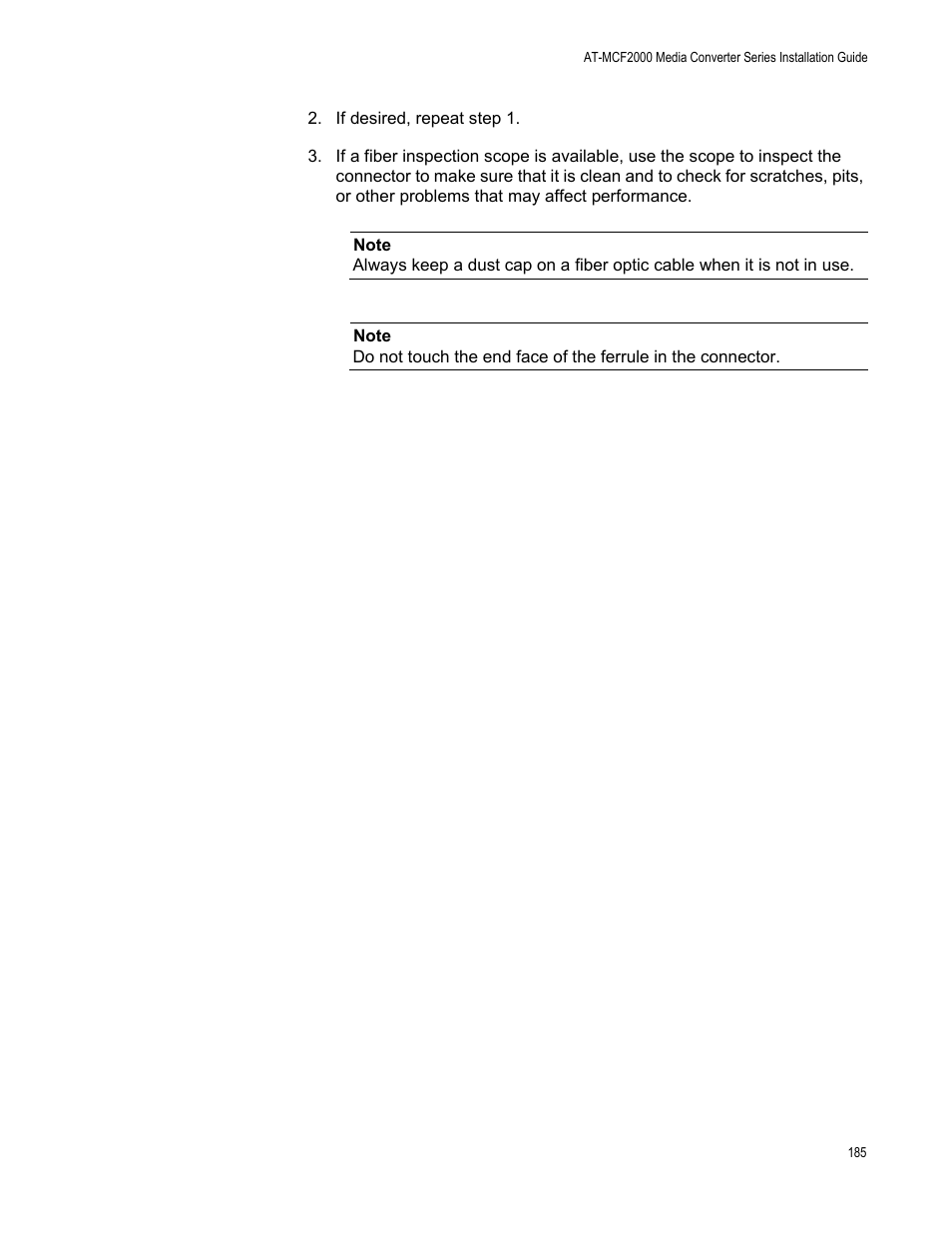Allied Telesis AT-MCF2300 User Manual | Page 185 / 190