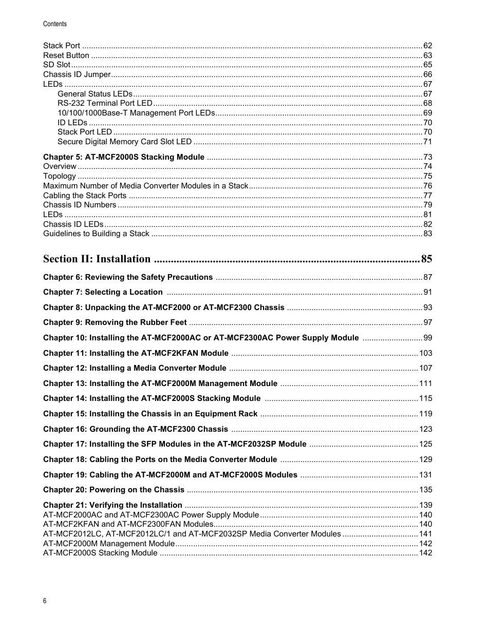 Allied Telesis AT-MCF2300 User Manual | Page 6 / 190