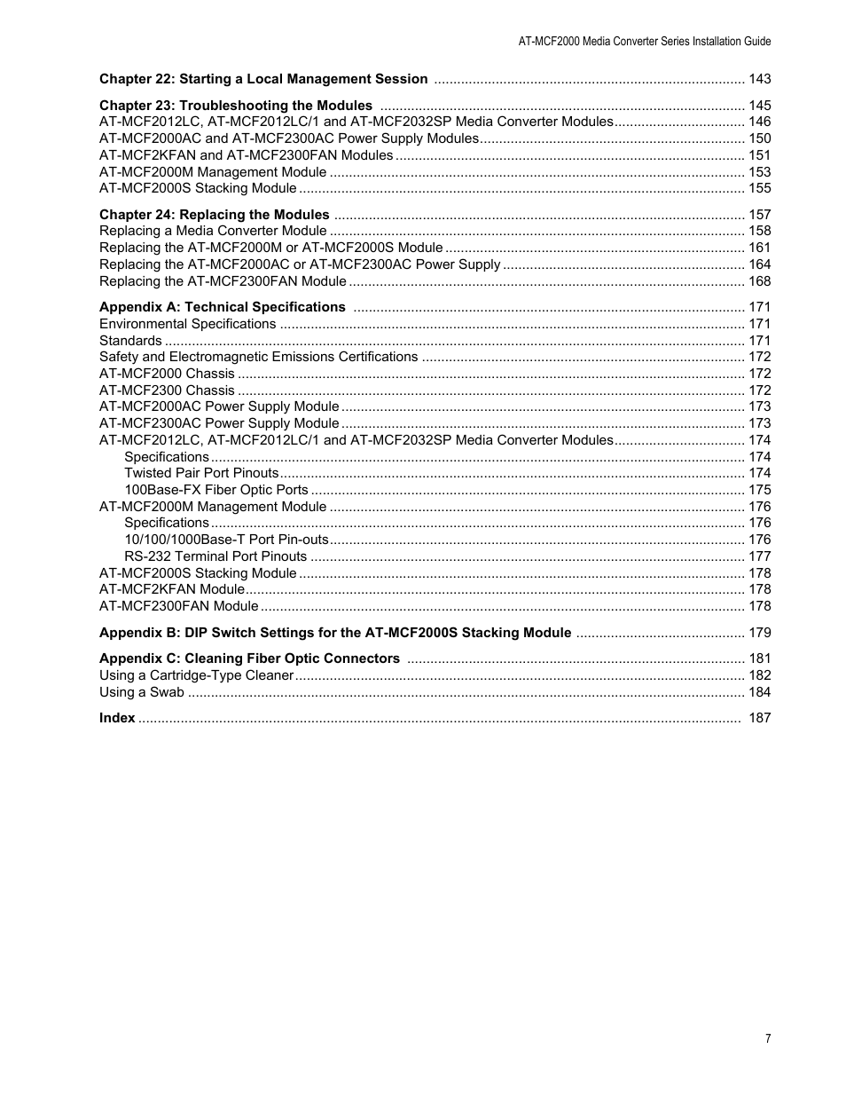 Allied Telesis AT-MCF2300 User Manual | Page 7 / 190