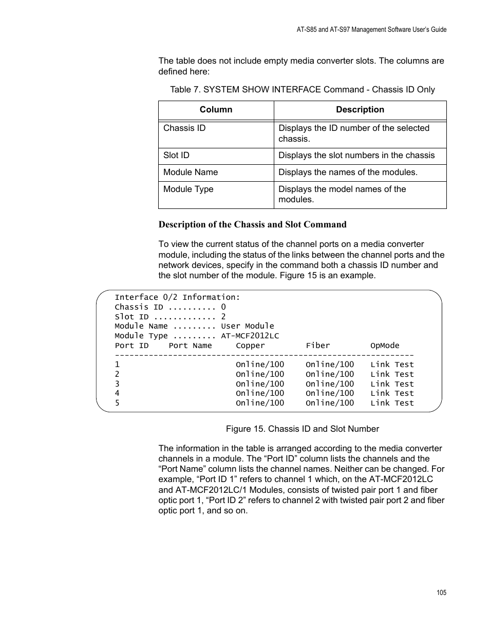 Figure 15: chassis id and slot number | Allied Telesis AT-S97 User Manual | Page 105 / 248