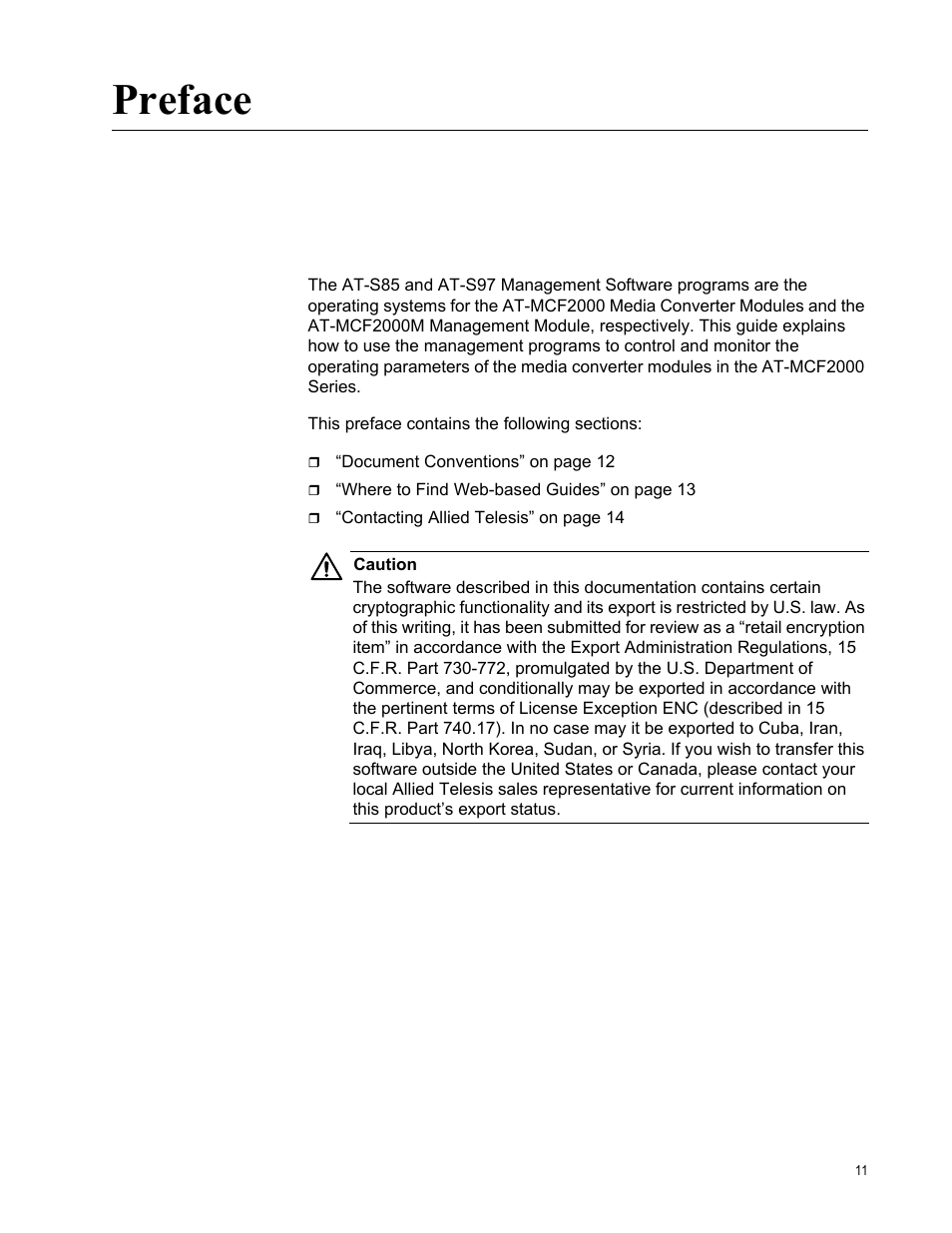 Preface | Allied Telesis AT-S97 User Manual | Page 11 / 248