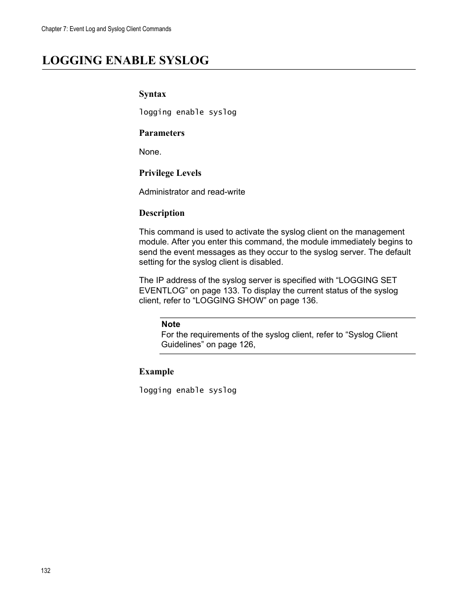 Logging enable syslog | Allied Telesis AT-S97 User Manual | Page 132 / 248