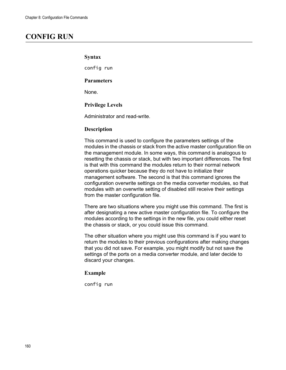 Config run | Allied Telesis AT-S97 User Manual | Page 160 / 248