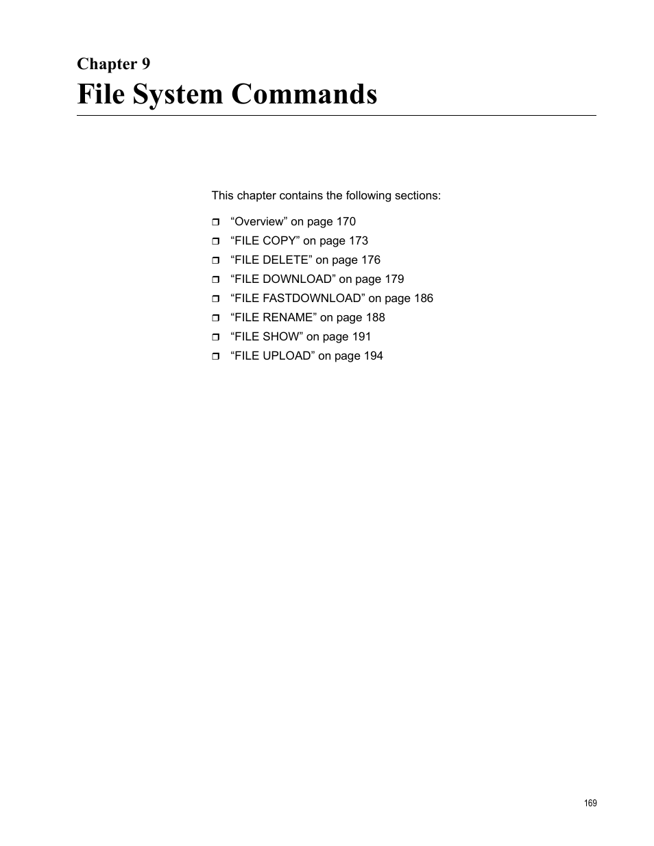 Chapter 9, File system commands, R 9: file system commands | Allied Telesis AT-S97 User Manual | Page 169 / 248