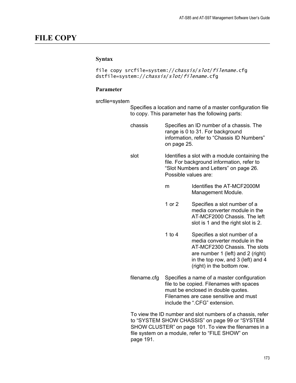 File copy | Allied Telesis AT-S97 User Manual | Page 173 / 248