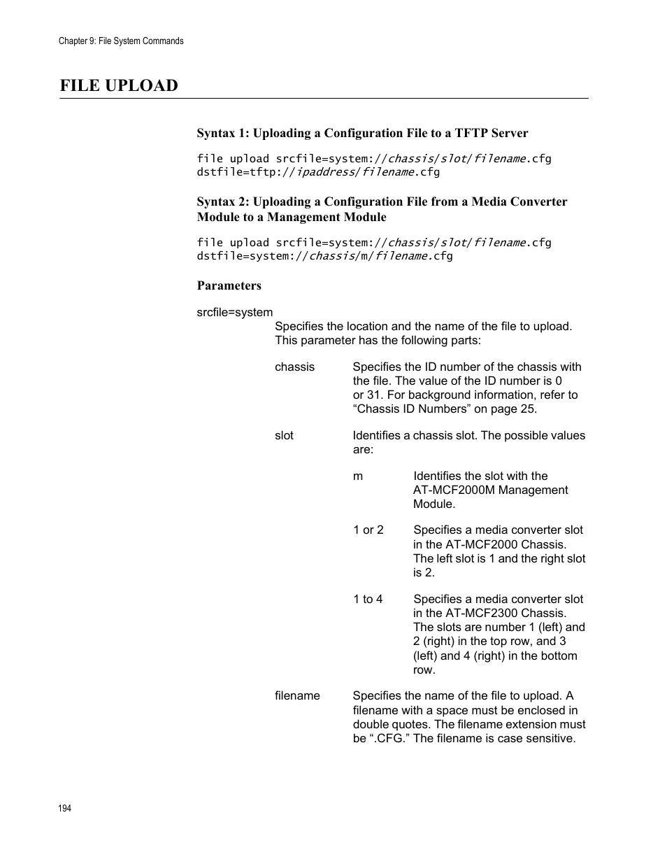 File upload | Allied Telesis AT-S97 User Manual | Page 194 / 248