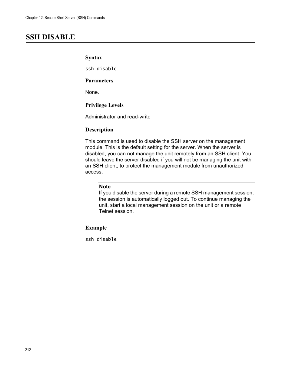 Ssh disable | Allied Telesis AT-S97 User Manual | Page 212 / 248