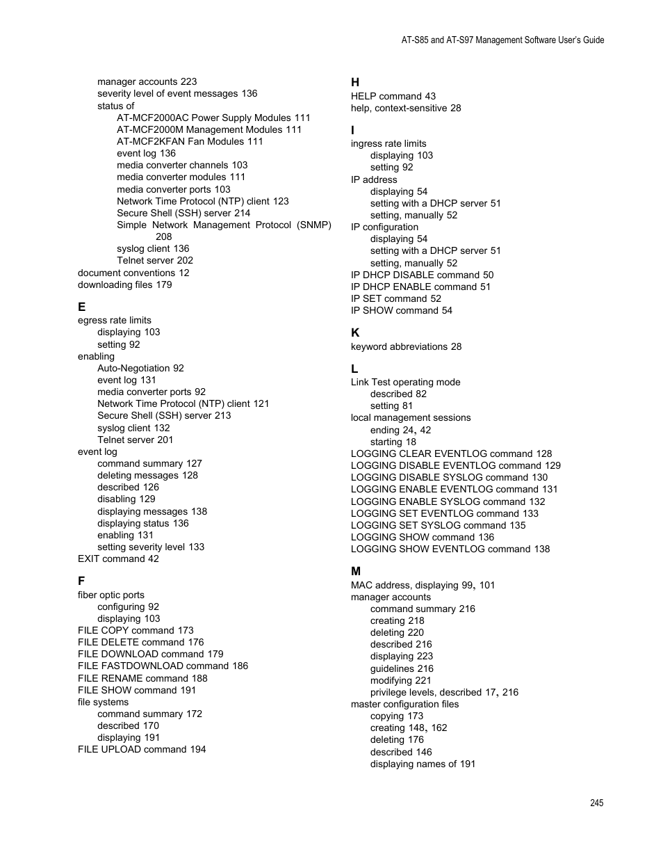 Allied Telesis AT-S97 User Manual | Page 245 / 248