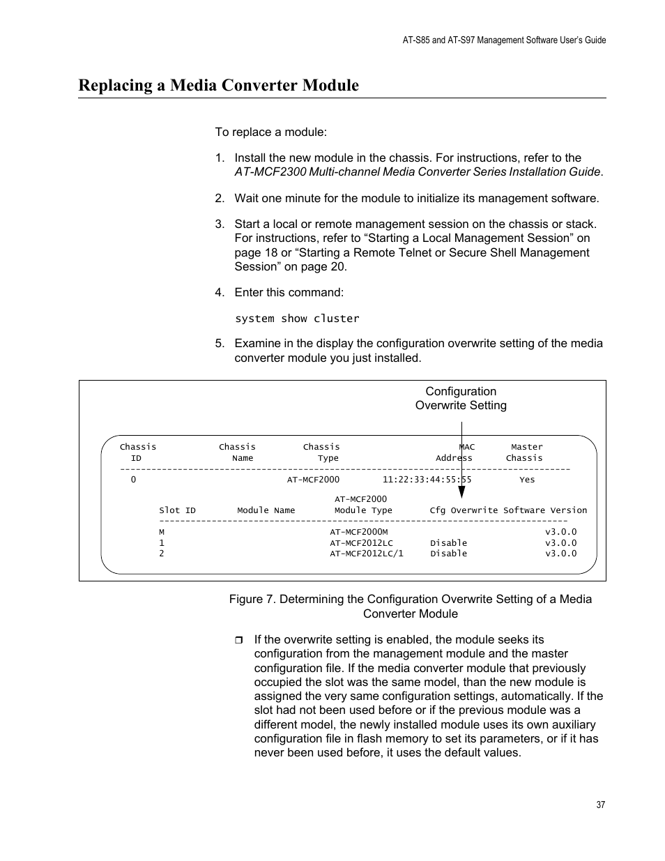 Replacing a media converter module | Allied Telesis AT-S97 User Manual | Page 37 / 248