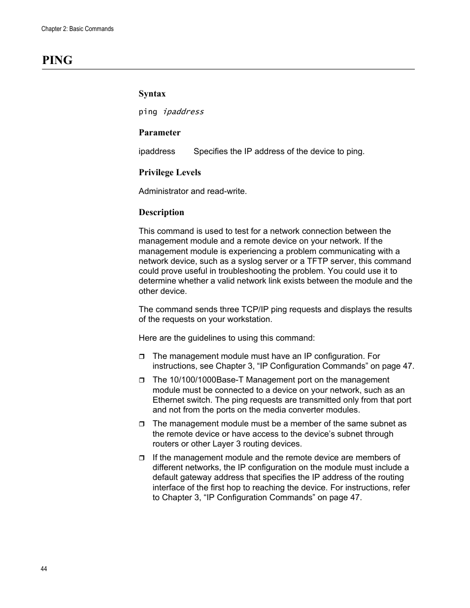 Ping | Allied Telesis AT-S97 User Manual | Page 44 / 248