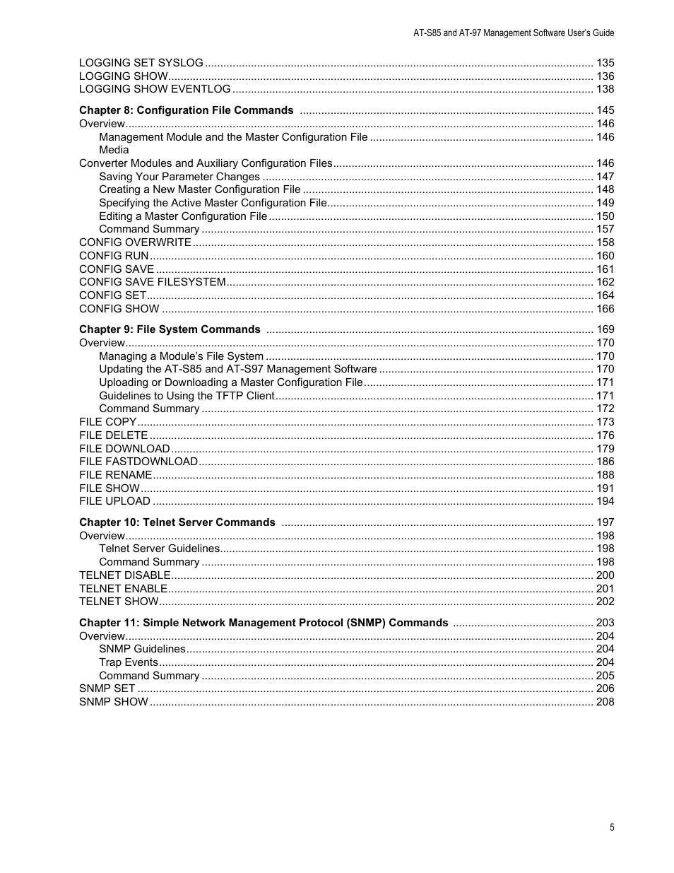 Allied Telesis AT-S97 User Manual | Page 5 / 248