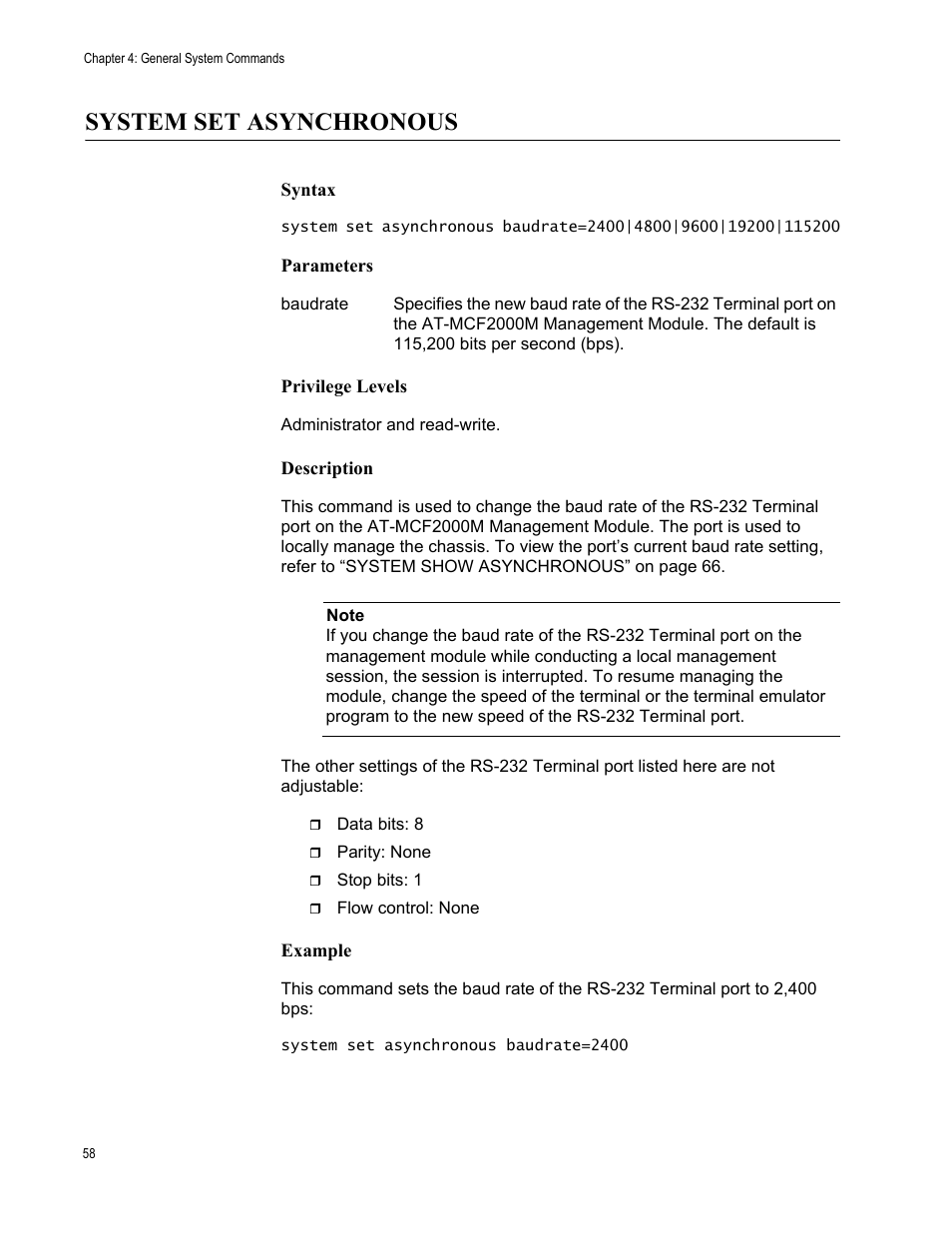 System set asynchronous | Allied Telesis AT-S97 User Manual | Page 58 / 248