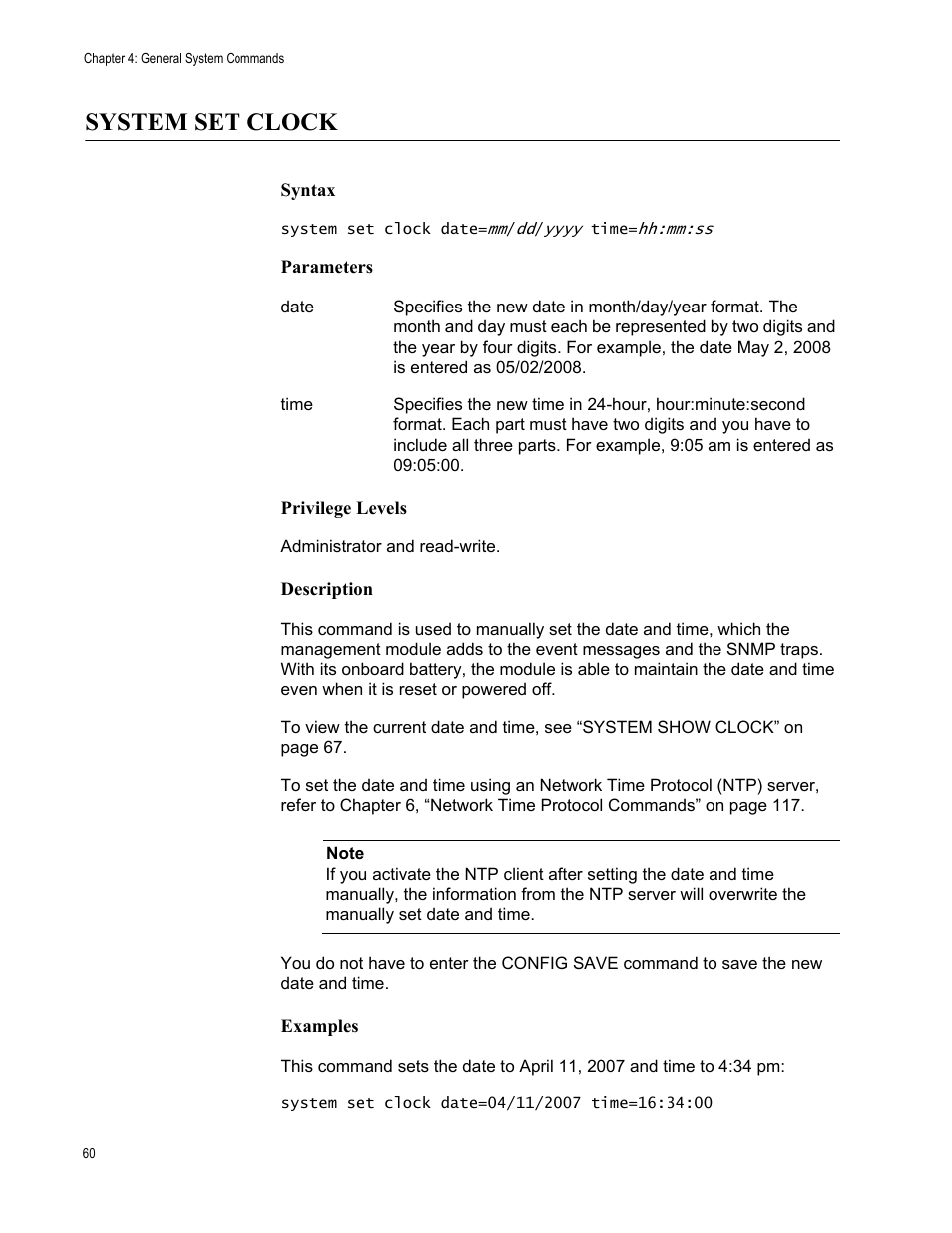 System set clock | Allied Telesis AT-S97 User Manual | Page 60 / 248