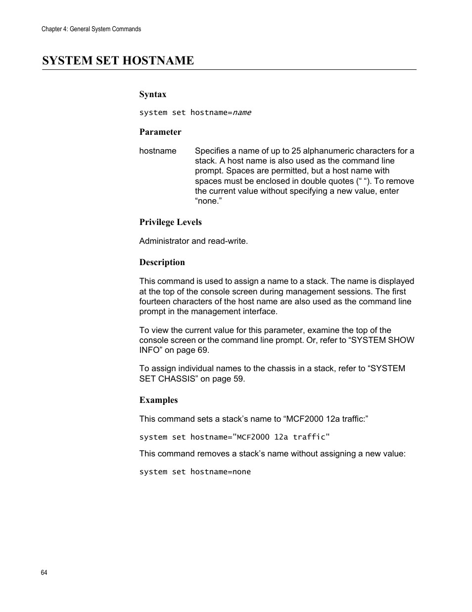 System set hostname | Allied Telesis AT-S97 User Manual | Page 64 / 248