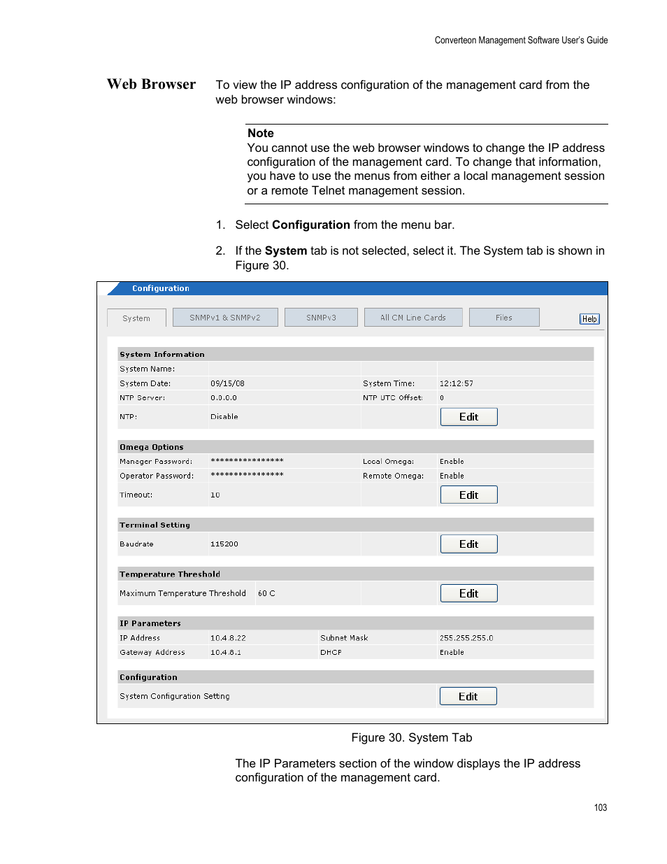 Web browser, Figure 31. system tab | Allied Telesis AT-S102 User Manual | Page 103 / 374