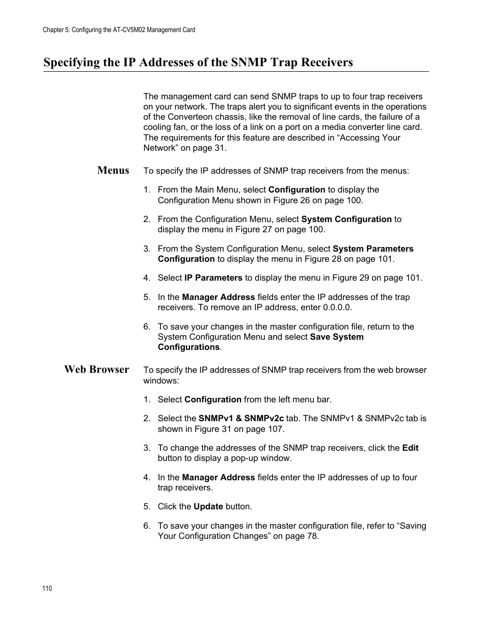 Menus, Web browser, Menus web browser | Allied Telesis AT-S102 User Manual | Page 110 / 374