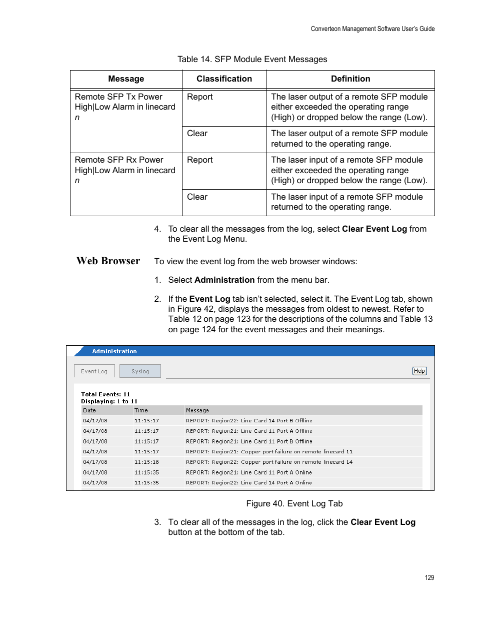 Web browser, Figure 41. event log tab | Allied Telesis AT-S102 User Manual | Page 129 / 374