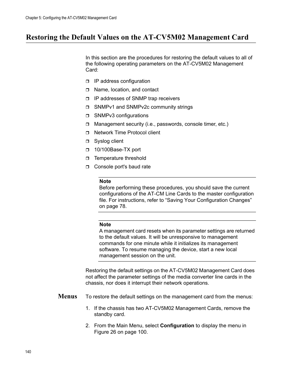 Menus | Allied Telesis AT-S102 User Manual | Page 140 / 374