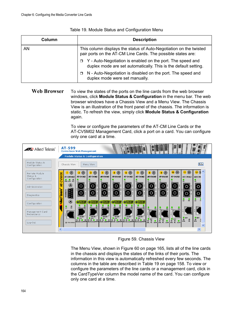 Web browser, Figure 60. chassis view | Allied Telesis AT-S102 User Manual | Page 164 / 374