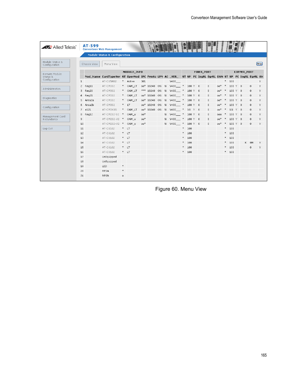 Figure 61. menu view | Allied Telesis AT-S102 User Manual | Page 165 / 374