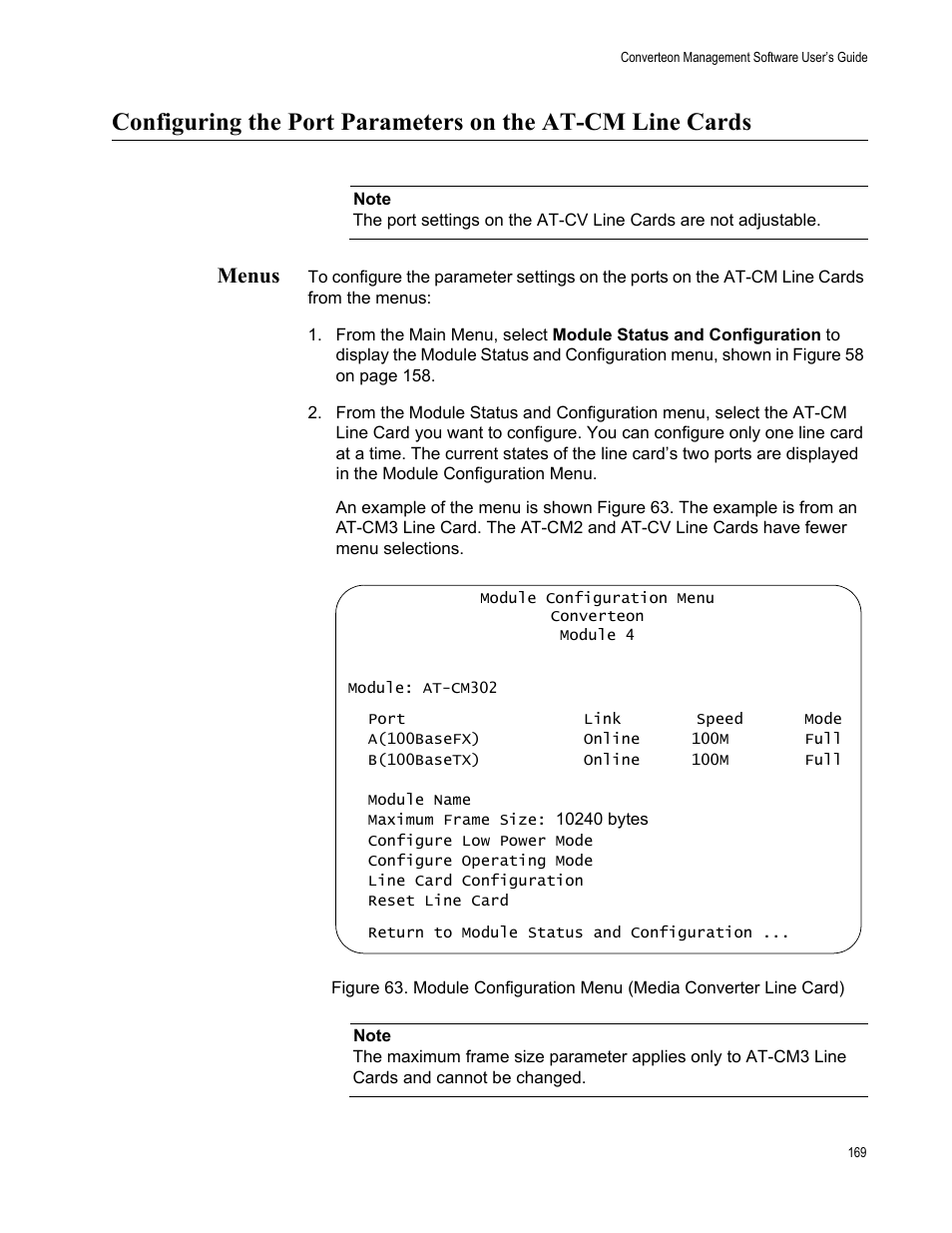 Menus | Allied Telesis AT-S102 User Manual | Page 169 / 374