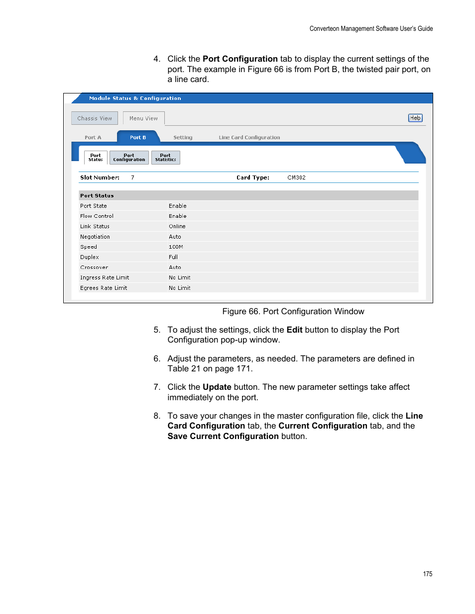 Figure 67. port configuration window | Allied Telesis AT-S102 User Manual | Page 175 / 374