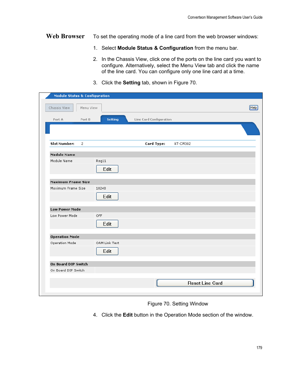 Web browser, Figure 71. setting window | Allied Telesis AT-S102 User Manual | Page 179 / 374