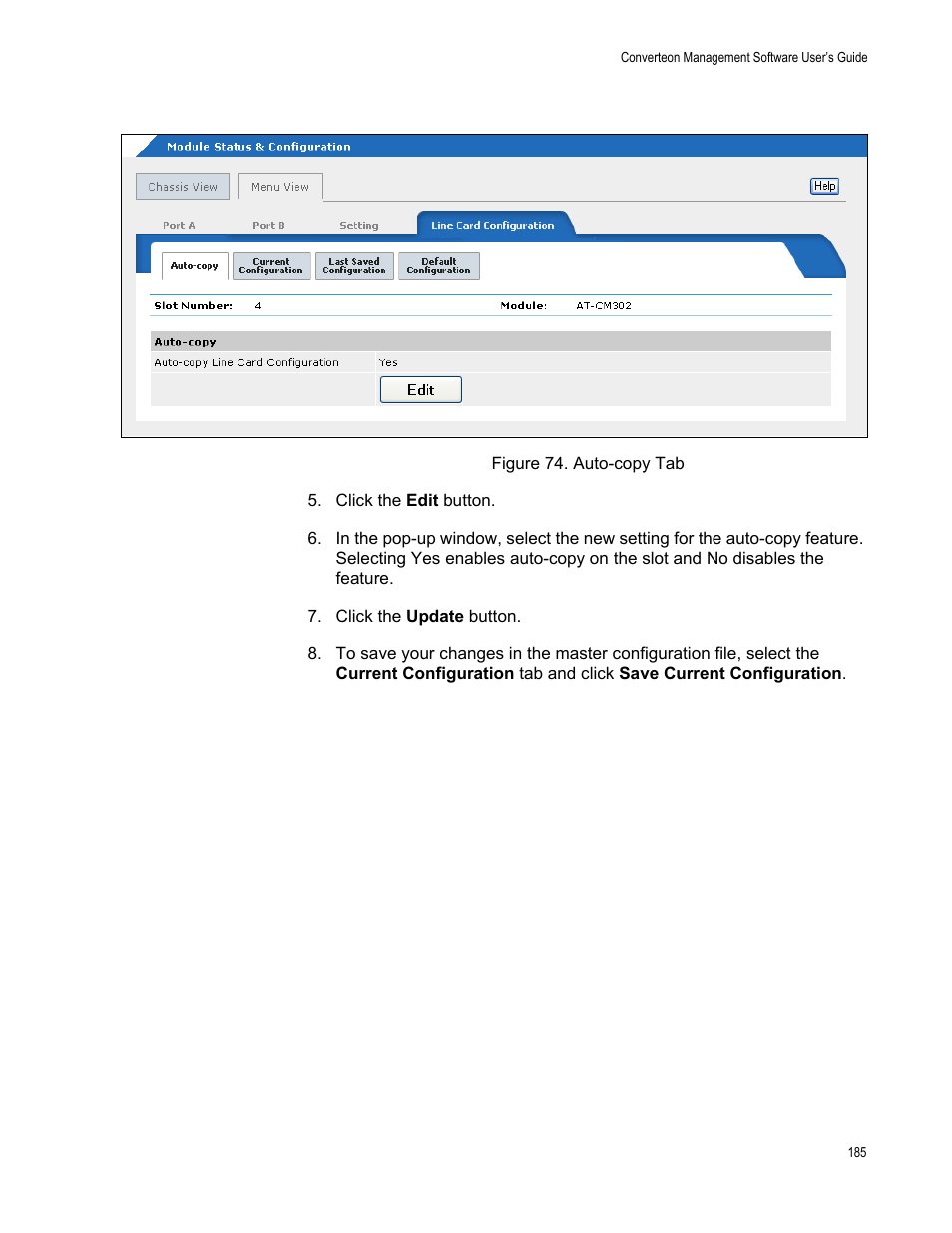 Figure 75. auto-copy tab | Allied Telesis AT-S102 User Manual | Page 185 / 374