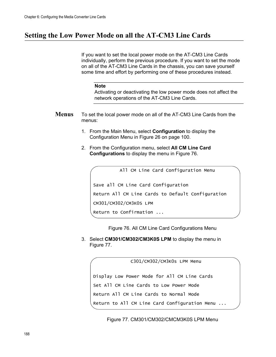 Menus | Allied Telesis AT-S102 User Manual | Page 188 / 374