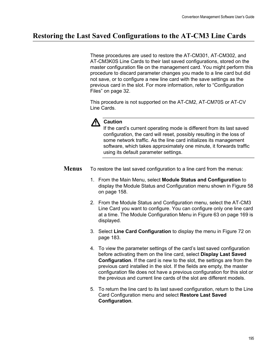 Menus | Allied Telesis AT-S102 User Manual | Page 195 / 374