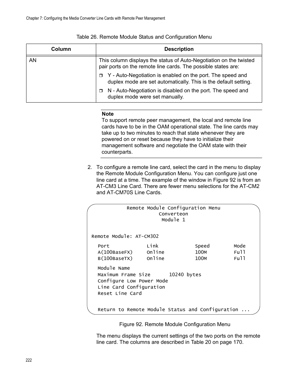 Figure 93. remote module configuration menu | Allied Telesis AT-S102 User Manual | Page 222 / 374