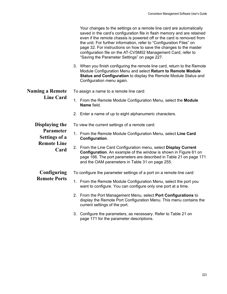 Naming a remote line card, Configuring remote ports | Allied Telesis AT-S102 User Manual | Page 223 / 374