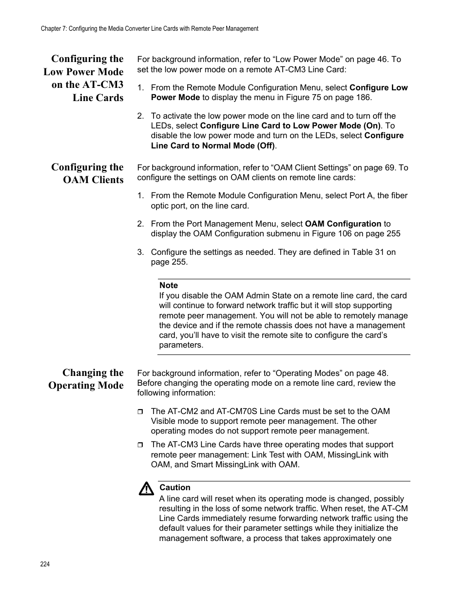 Configuring the oam clients, Changing the operating mode | Allied Telesis AT-S102 User Manual | Page 224 / 374