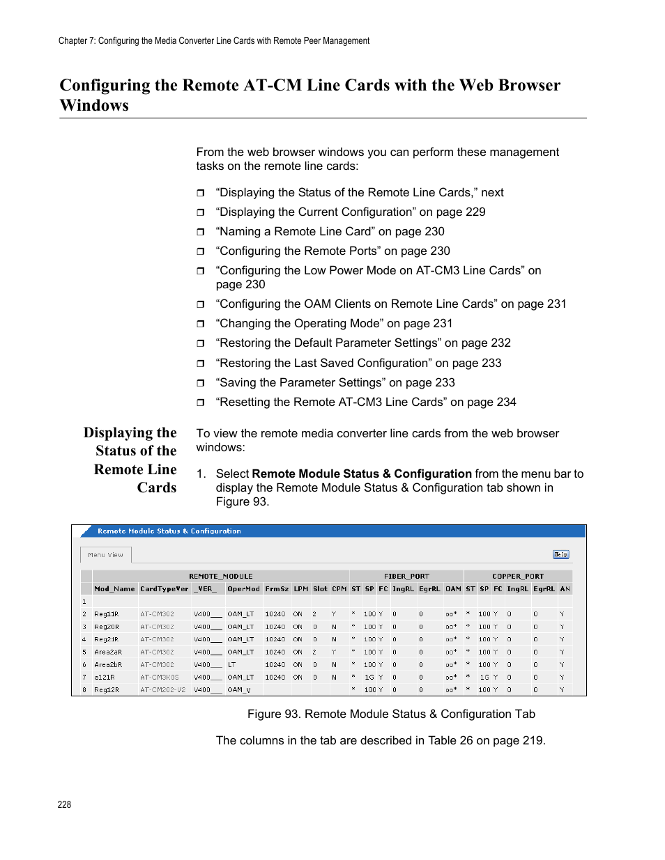 Displaying the status of the remote line cards | Allied Telesis AT-S102 User Manual | Page 228 / 374