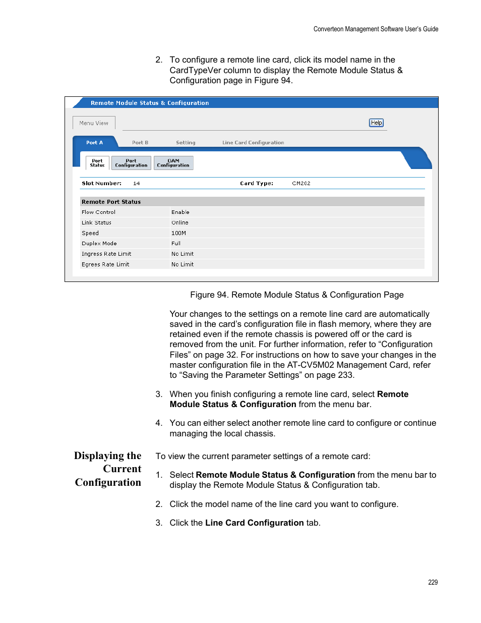 Displaying the current configuration | Allied Telesis AT-S102 User Manual | Page 229 / 374