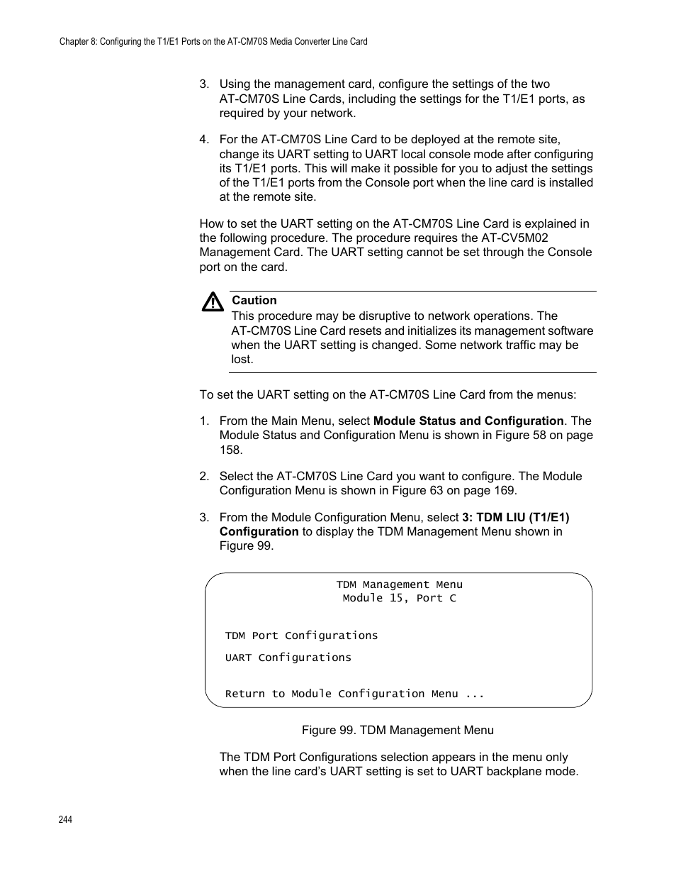 Figure 100. tdm management menu | Allied Telesis AT-S102 User Manual | Page 244 / 374